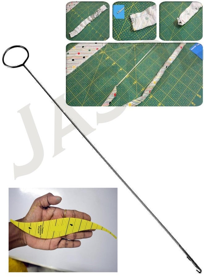 Jasol Sewing Loop Turner with Armhole Scale Ruler Set, Metal Hook with Latch, Yellow Pattern Template, Professional Drafting Tool - Image 5